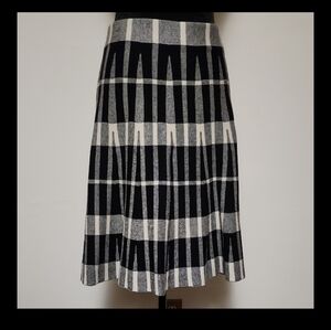 Cleo Petite Midi Skirt A-Line Knit Black Cream Gray Print Size S